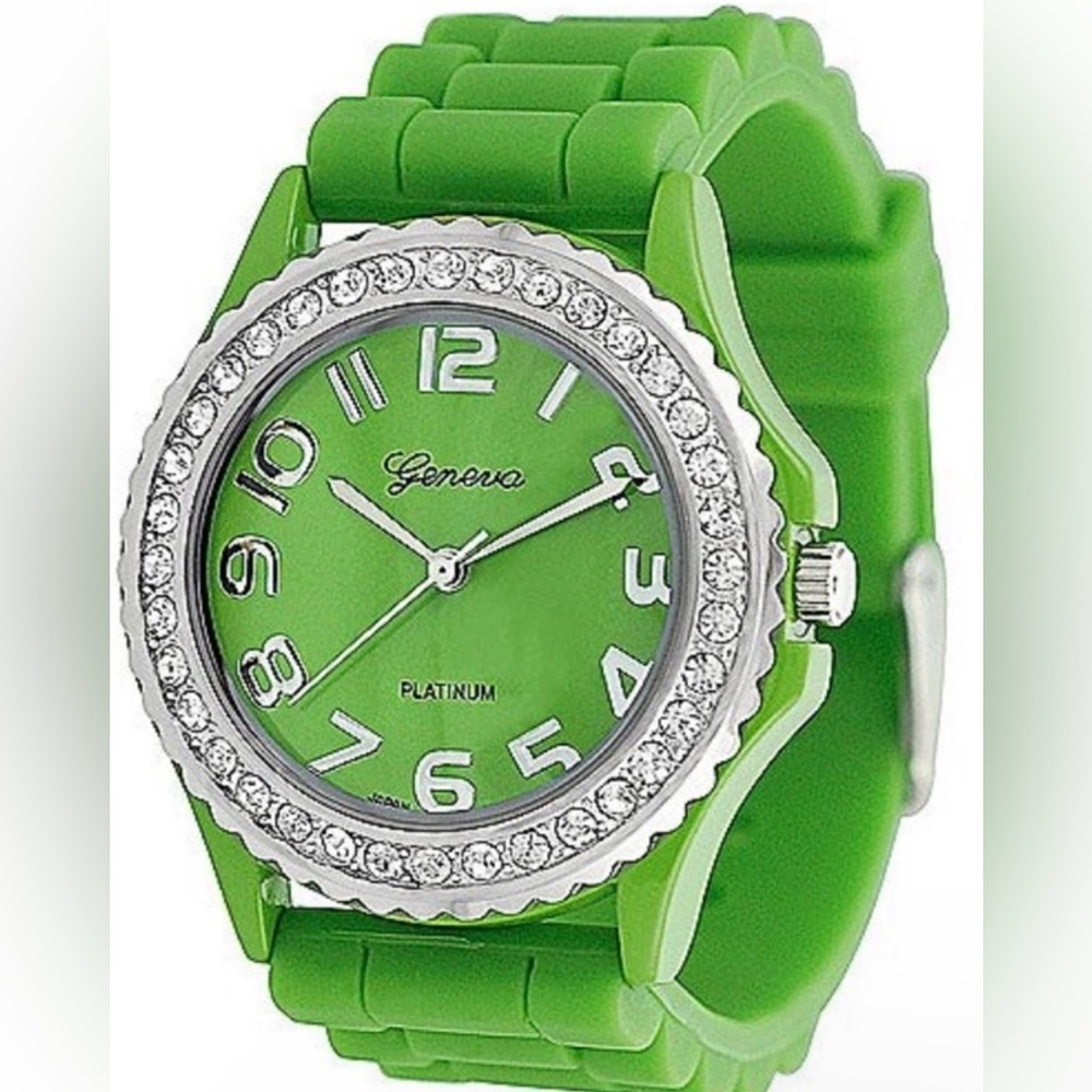 GENEVA PLATINUM RHINESTONE WOMENS
GREEN WATCH